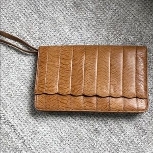 BCBG Ostrich Faux Leather Clutch Purse